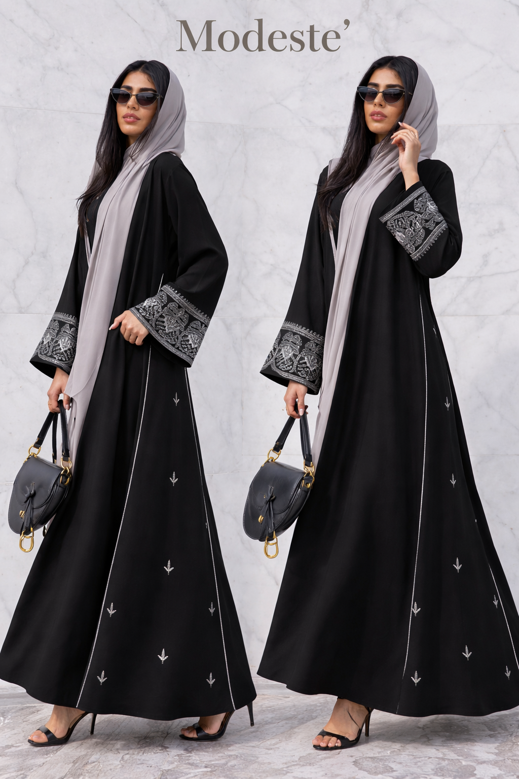 Luxury Black Stylish Open Abaya